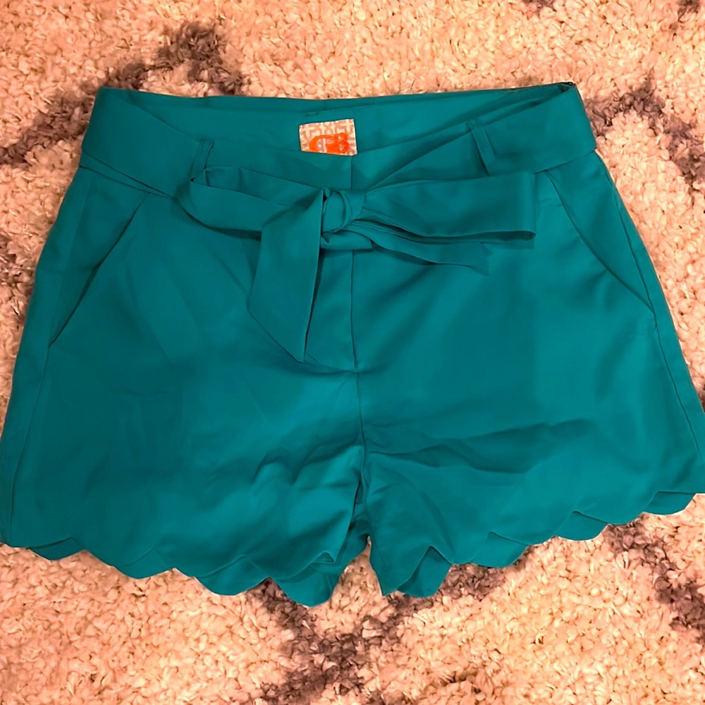 XS Giani Bernini teal tie waist shorts